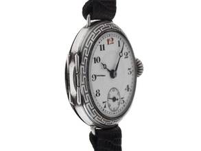 Thumbnail von Ролекс 935 серебро, крышка-клапан, Trench WW, украшение Niello, 1910, оригинальная коробка, оригинальный, не полированный, винтажный Trench WW, украшение Niello, 935 серебро