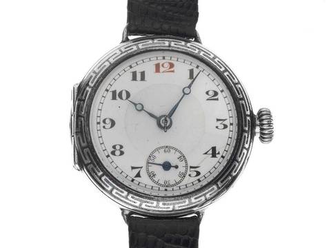 Rolex 935 stříbrná skládací víčka trench WW Niello zdobení 1910 originální krabice originál nepolévaný vintage trench WW Niello zdobení 935 stříbro