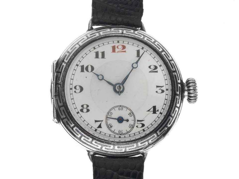 Rolex 935 srebrny składany pokrywka trench WW Niello zdobienie 1910 oryginalne pudełko oryginalny niepolerowany vintage trench WW Niello zdobienie 935 srebro