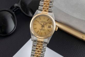 Thumbnail von Rolex Datejust 36 Oyster Perpetual Stahl / Gold Automatik Ref 16013 B&P 1981
