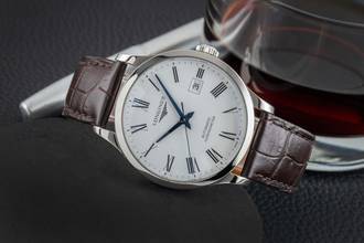 Thumbnail von Longines Record Stahl Automatik Herrenuhr Ref. L2.821.4.11.2 Papiere 2023