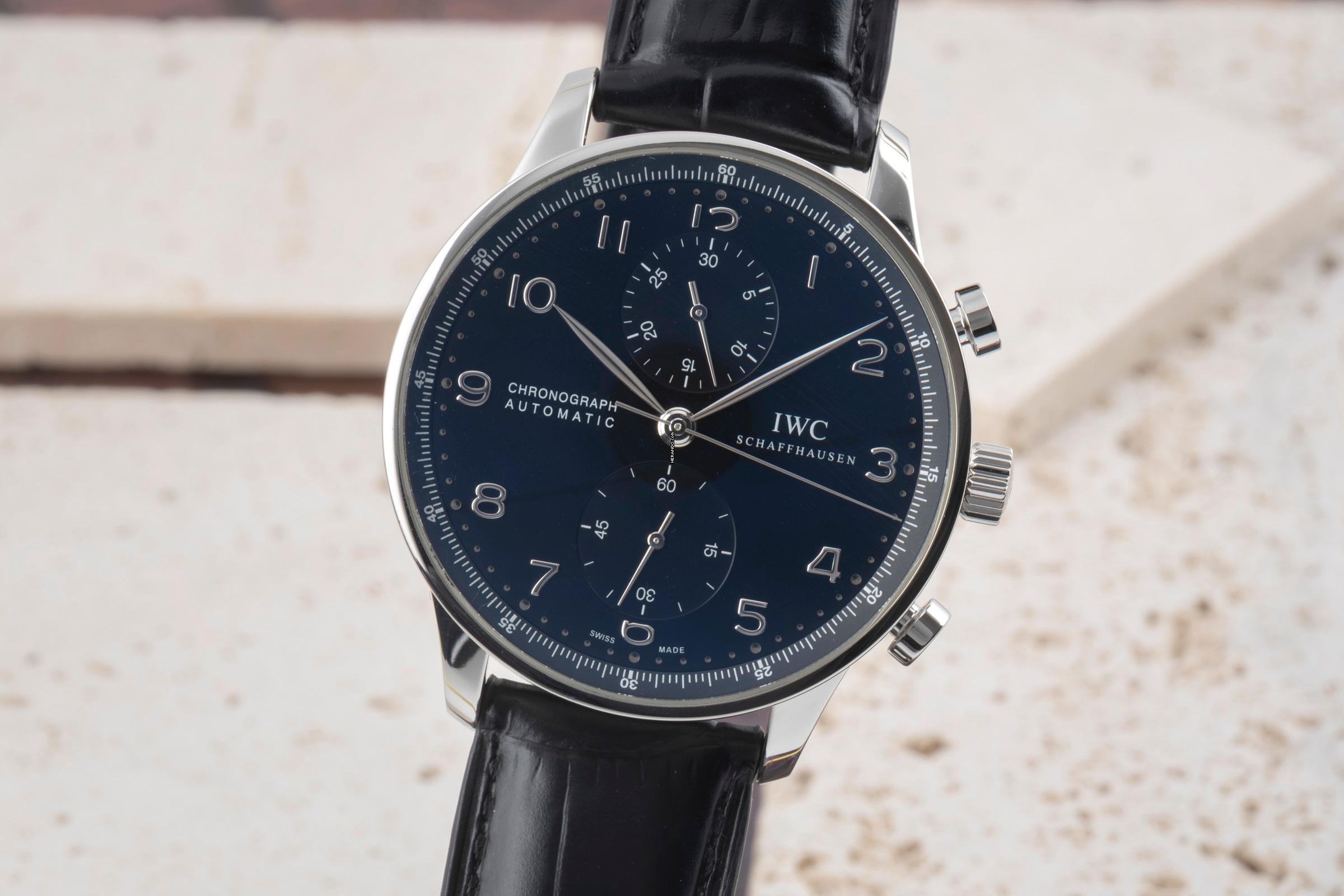 IWC Portugieser Chronograph Stahl Automatik Herrenuhr Ref. IW371447 Papiere 2018