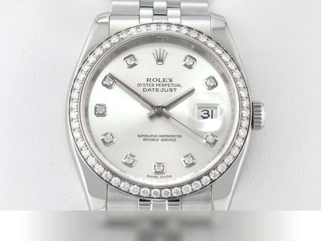 Rolex Datejust 36 36mm 116244 2011 Stahl Weissgold 750 Diamanten Automatik