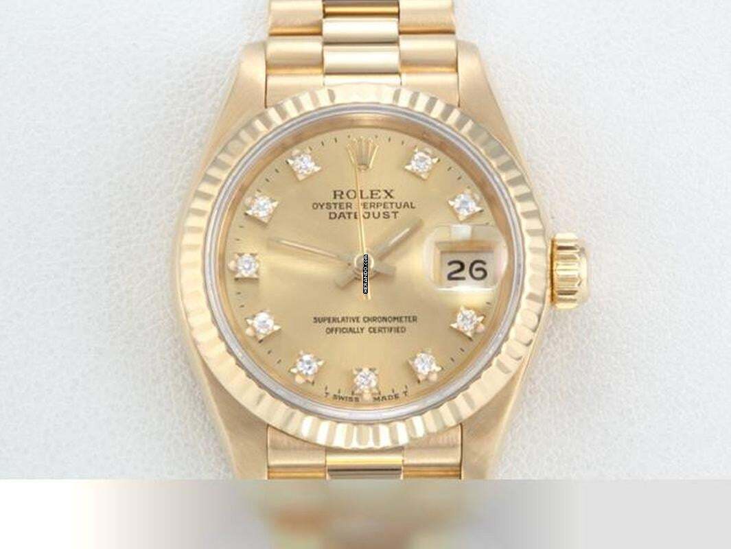 Rolex Lady-Datejust Gelbgold 750 Diamanten Automatik 18kt Yellow Gold Damen President-band Chronometer Oyster