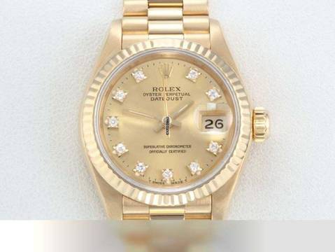  Rolex Lady-Datejust Gelbgold 750 Diamanten Automatik 18kt Yellow Gold Damen President-band Chronometer Oyster 