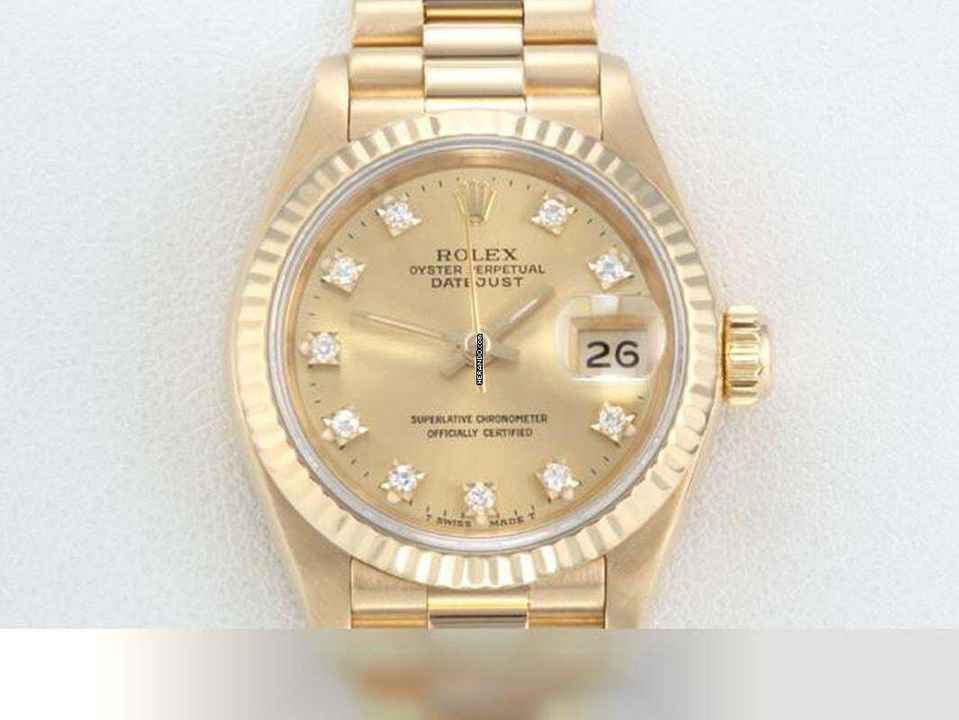  Rolex Lady-Datejust Gelbgold 750 Diamanten Automatik 18kt Yellow Gold Damen President-band Chronometer Oyster 