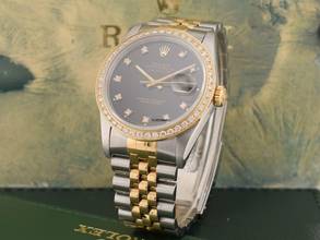 Thumbnail von Rolex Datejust 36 16233 Black Diamonds Dial - After Diamonds Bezel - Full Set 36mm