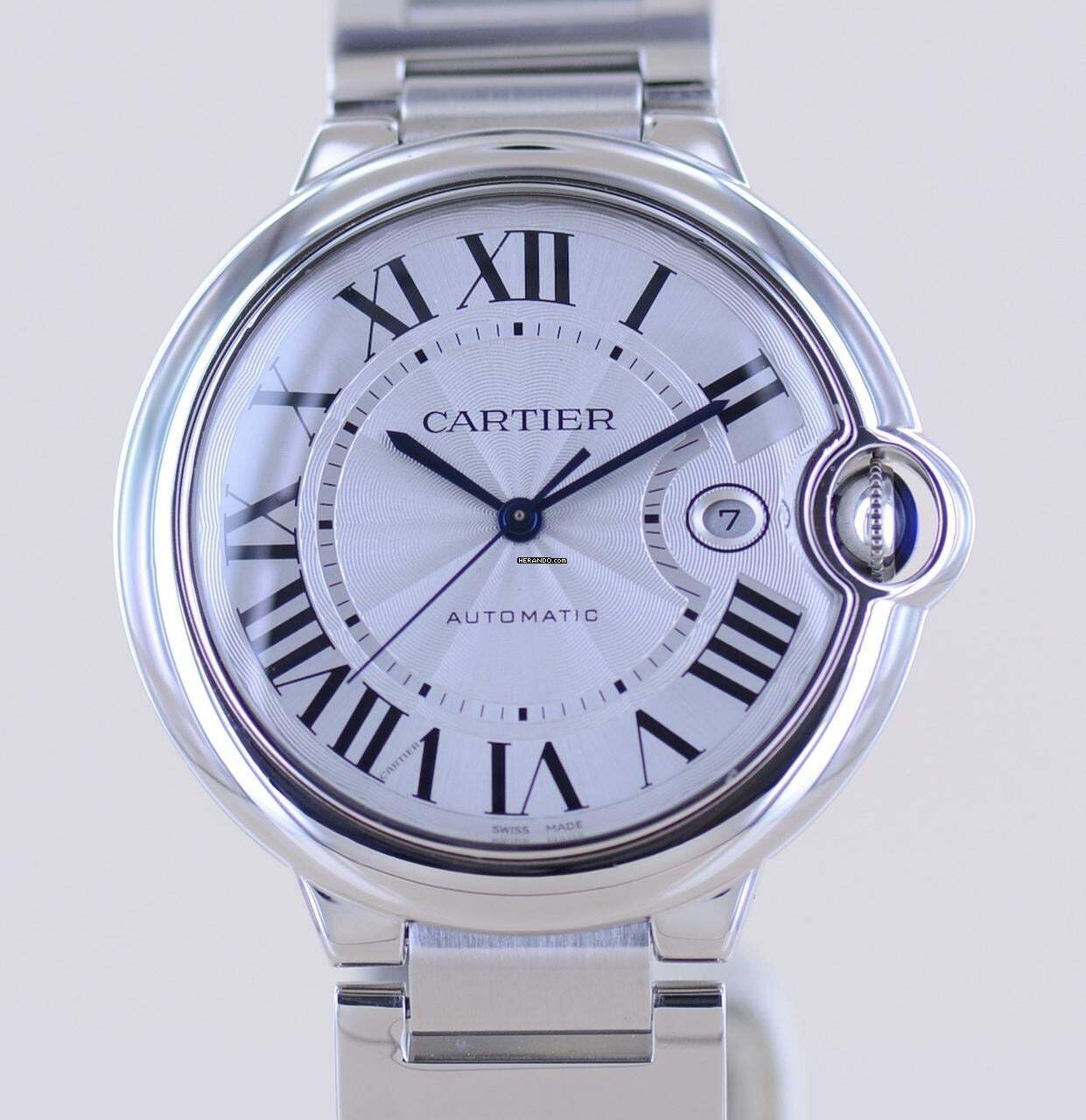 Cartier Ballon Bleu 42mm Steel Automatic Klassiker Luxusuhr Silver roman dial 42mm