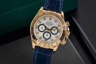 Thumbnail von Rolex Daytona Chronograph 18k Gold White Diamond Dial Ref. 16518 B&P 1997 LC100