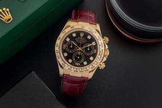 Thumbnail von Rolex Daytona Chronograph 18k Gold Black Diamond Dial Ref. 116518 P-Serie