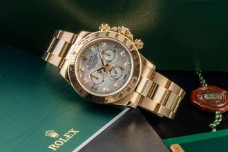 Thumbnail von Rolex Daytona Chronograph 18k Gold MOP Diamond Dial Ref. 116528 B&P 2014 LC100