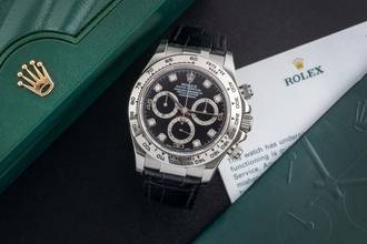 Thumbnail von Rolex Daytona Chronograph 18k Weissgold Black Diamond Dial Ref. 116519 B&P 2004