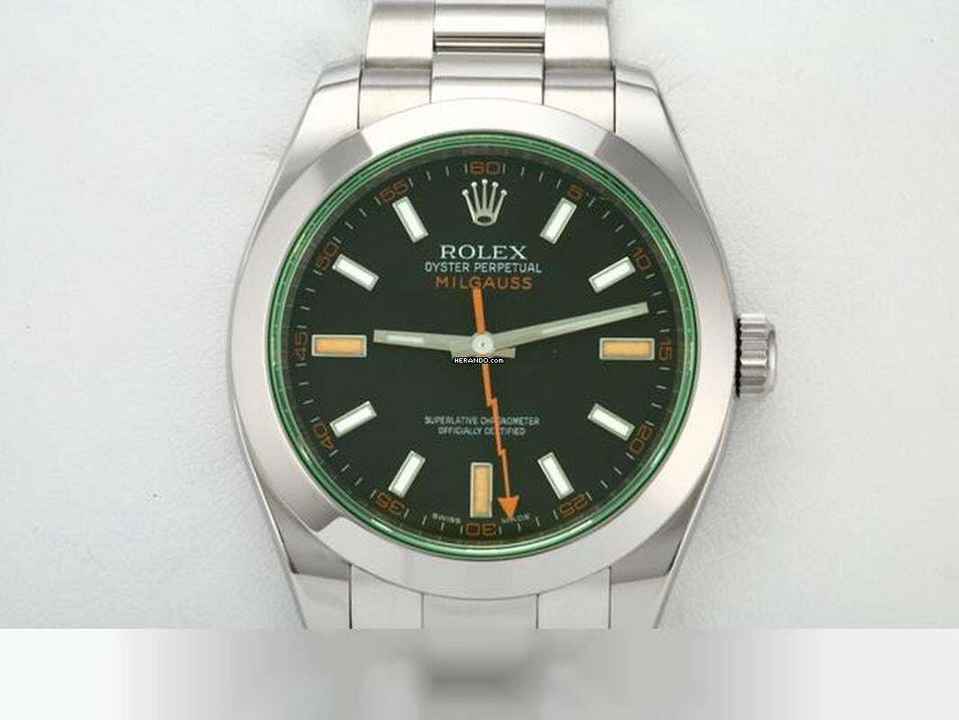  Rolex Milgauss 116400gv 2013 Edelstahl Automatik Stahl Grün Green 