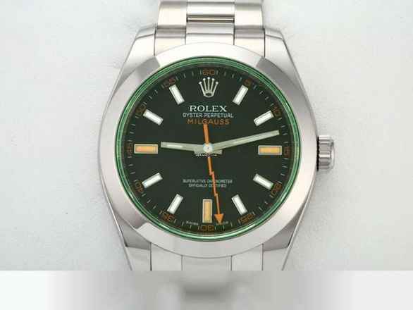  Rolex Milgauss 116400gv 2013 Edelstahl Automatik Stahl Grün Green Stainless Steel Oyster-band Chronometer 