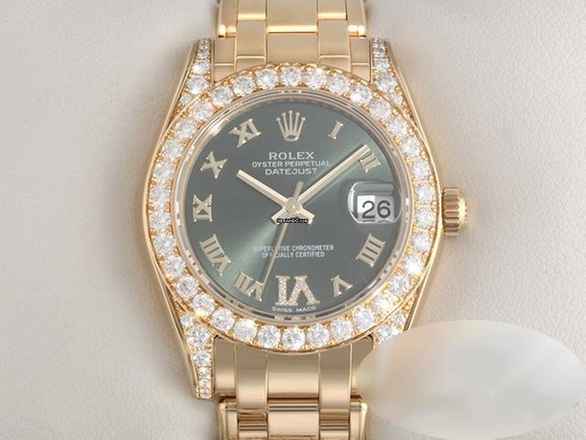  Rolex Pearlmaster 34 81158 2016 Gelbgold 750 Diamanten Automatik 18kt Yellow Gold Medium Chronometer Oyster 