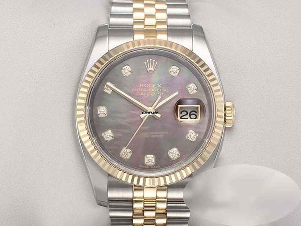  Rolex Datejust 36 36mm 116233 2013 Perlmutt Diamanten Stahl Gelbgold 750 Automatik Stainless Steel 18kt Yellow Gold Jubilé-band Chronometer Oyster 