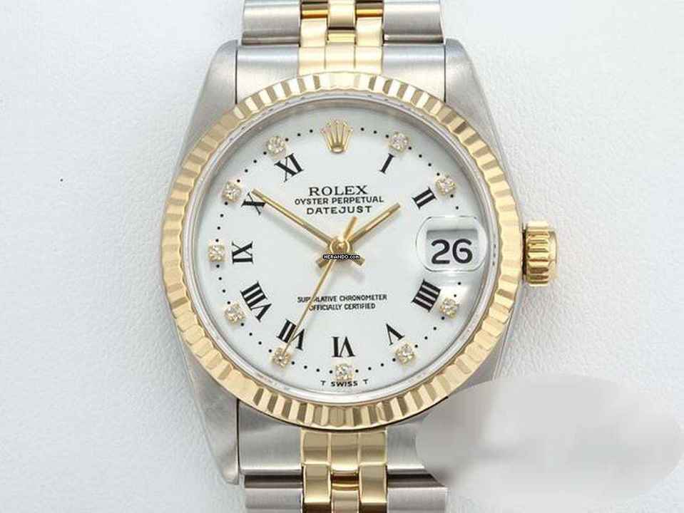  Rolex Datejust 31 Medium Stahl Gelbgold 750 Diamanten Automatik Stainless Steel 18kt Yellow Gold Stahl Jubilé-band Chronometer Oyster White Dial 