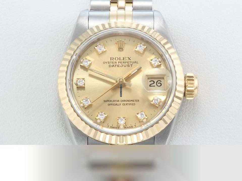  Rolex Lady-Datejust Edelstahl Gelbgold 750 Diamanten Automatik Gold Stahl Damen Stainless Steel 18kt Yellow Gold Jubilé-band Chronometer Oyster 
