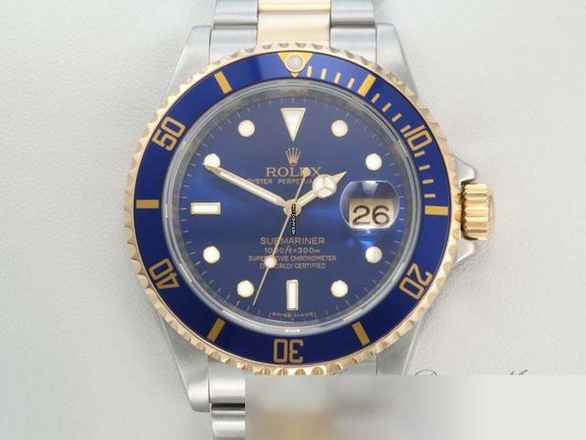  Rolex Submariner Date 16613 T Stahl Gelbgold 750 Rehaut 2008 Automatik Stainless Steel 18kt Yellow Gold Oyster-band Chronometer Blue Dial 