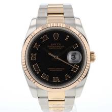 Thumbnail von Rolex Datejust 36 Steel/Everose Oyster Black Roman Sunburst Dial