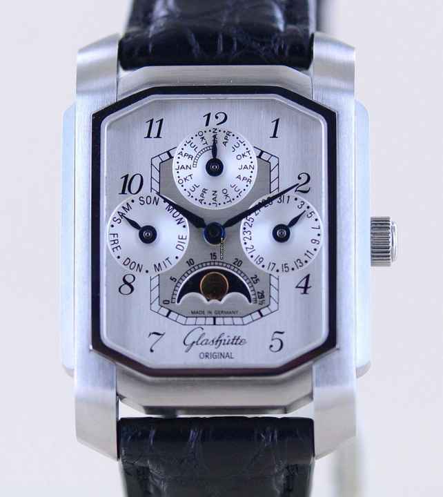 Glashütte Original Senator Karrée Ewiger Kalender Mondphase 1845 Silver Dial rar Collector 