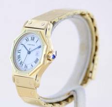 Thumbnail von Cartier Santos Octagon 30mm Medium 18K Gold Luxusuhr Automatic rar