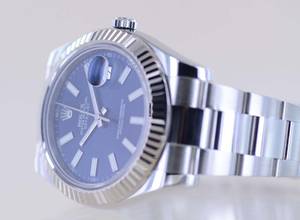 Thumbnail von Rolex Datejust II Stahl Weißgold Oyster blue Stick Dial 41mm blau B+P