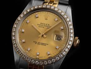 Thumbnail von Rolex Datejust 36 Ref.16013 1984 Full Set sehr gut Vintage Datejust Diamanten open 6/9