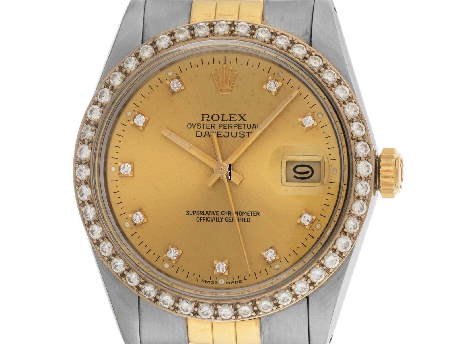 Rolex Datejust 36 Ref.16013 1984 Full Set sehr gut Vintage Datejust Diamanten open 6/9