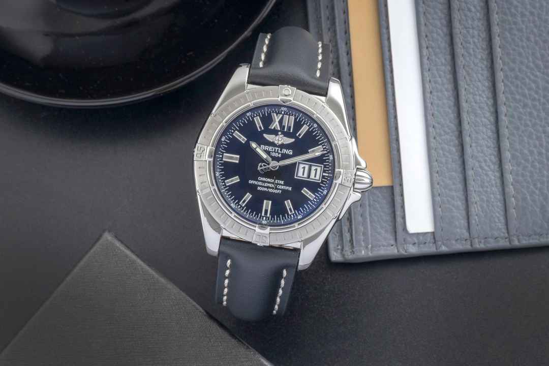  Breitling Cockpit Galatic Big Date Edelstahl Automatik Herrenuhr Ref. A49350 Klassiker 