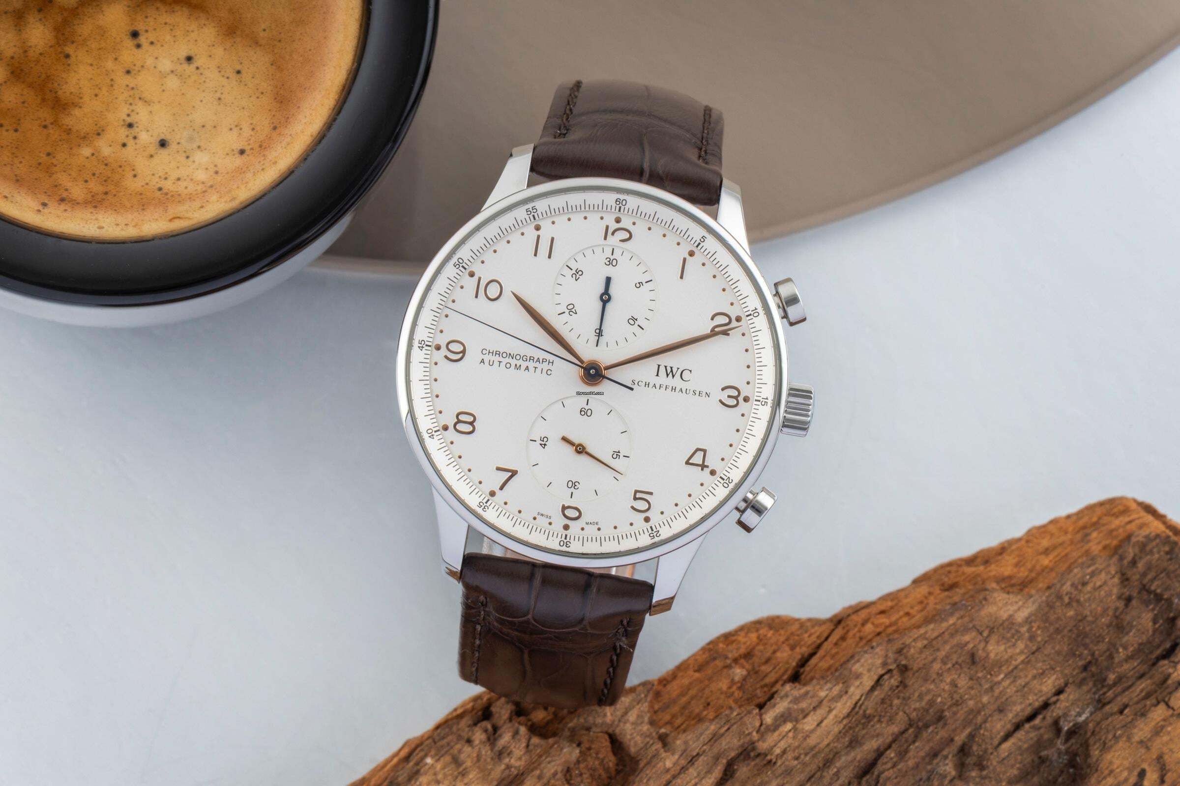 IWC Portugieser Chronograph Stahl Automatik Herrenuhr Ref. IW371401 B&P 2000