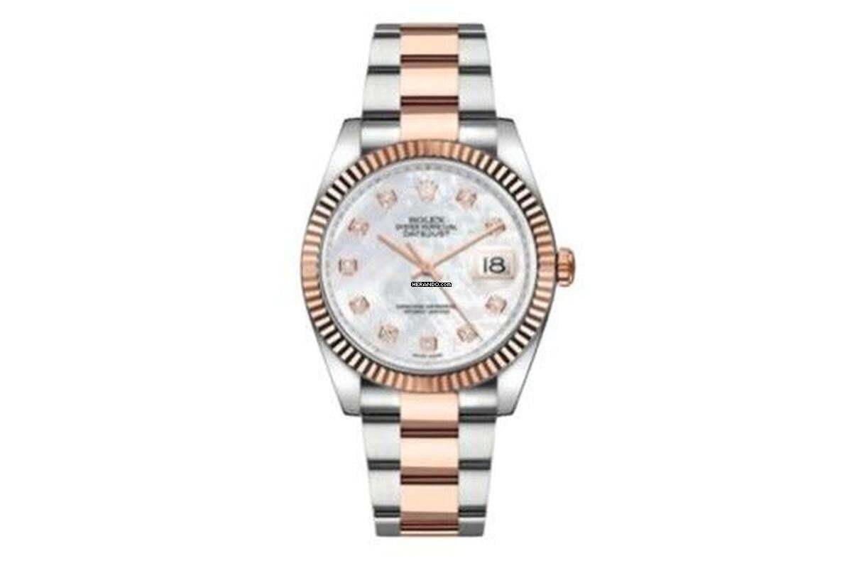 Rolex Datejust 36 MOP Dial With Diamond Index - Steel And Rose Gold - Oyster Bracelet - 116231