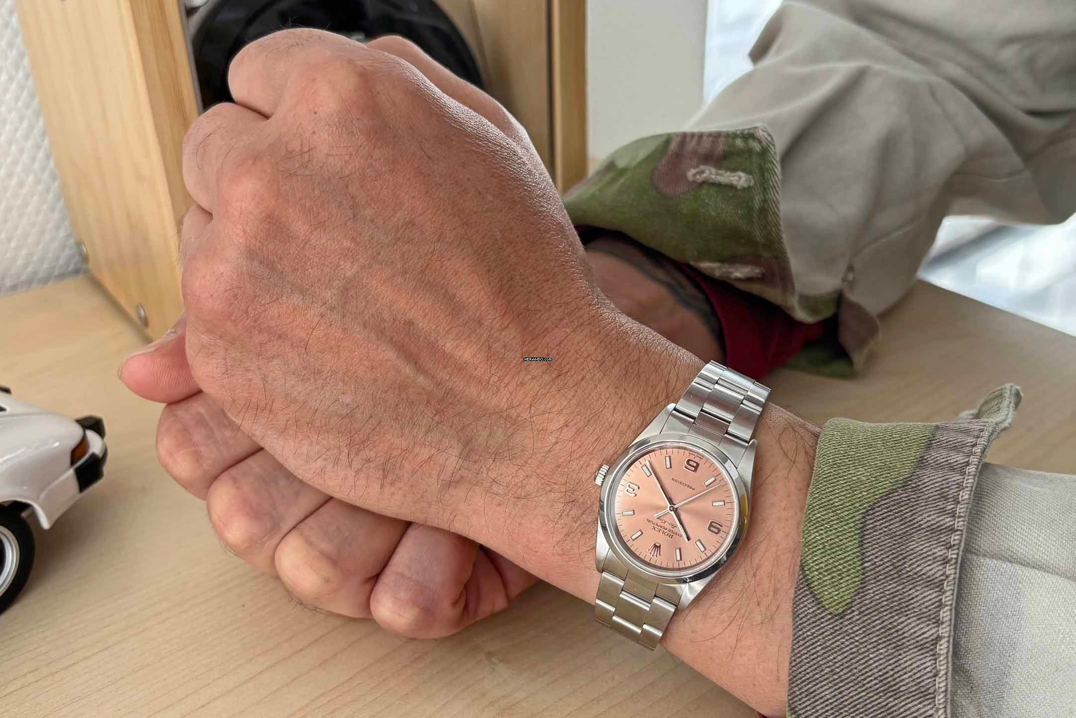 Rolex Air King 14000M Pink idealne LC100 Pełny zestaw F-seria z pierwszej ręki