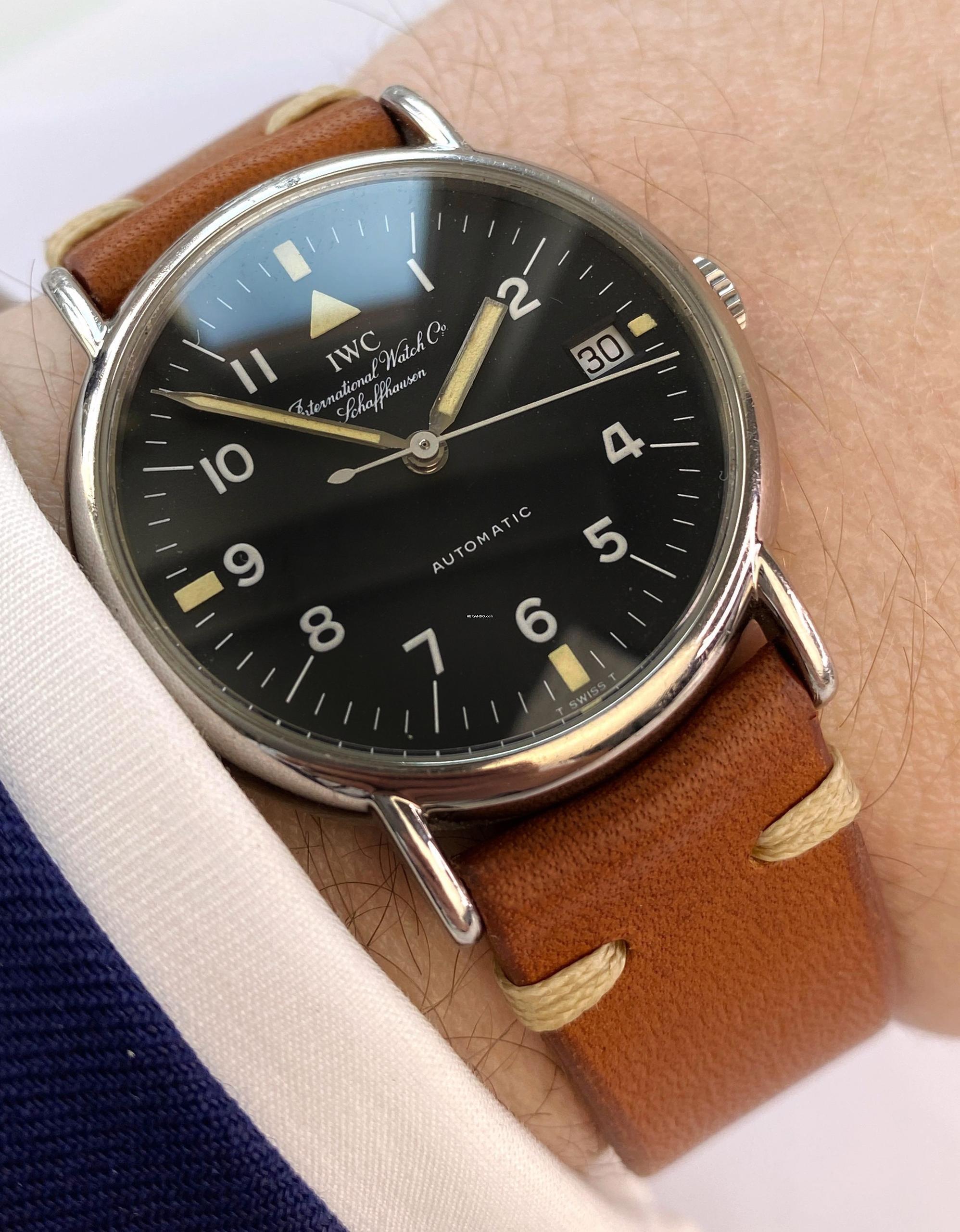 IWC Portofino Automatic Vintage Portofino 34mm Automatic Automatik Military Black Dial 3513 3513