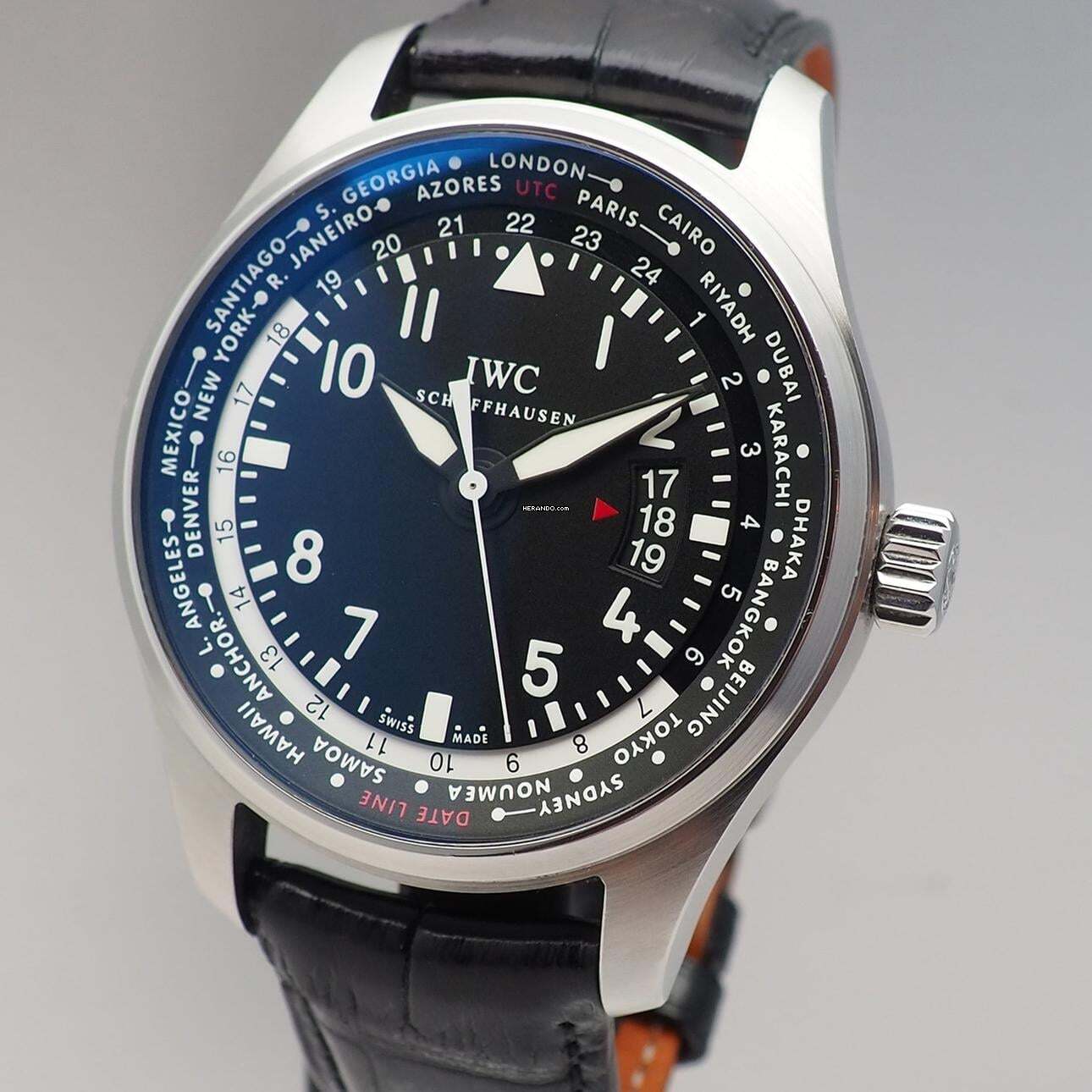 IWC Fliegeruhr Worldtimer Pilot Fliegeruhr Worldtimer 326201 Stahl/Leder IWC Box