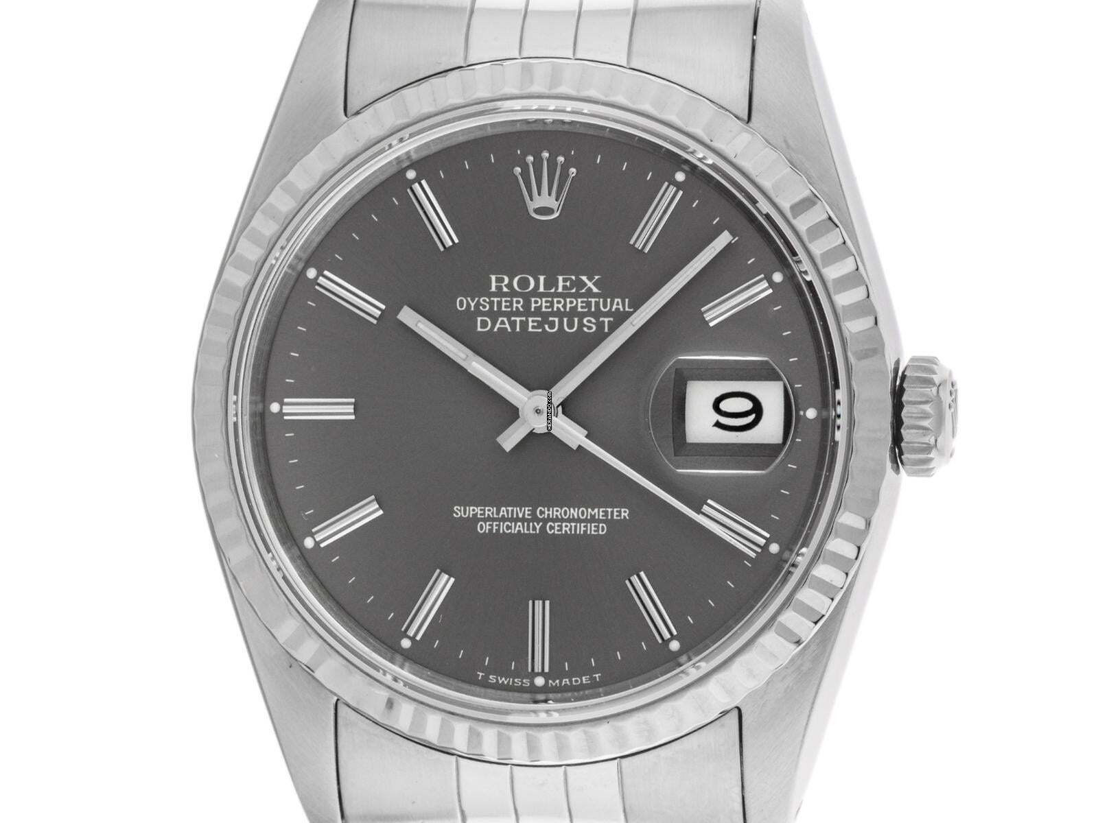 Rolex Datejust 36 Ref.16234 1991 Full Set sehr gut Vintage Datejust Stahl 18kt Weißgold