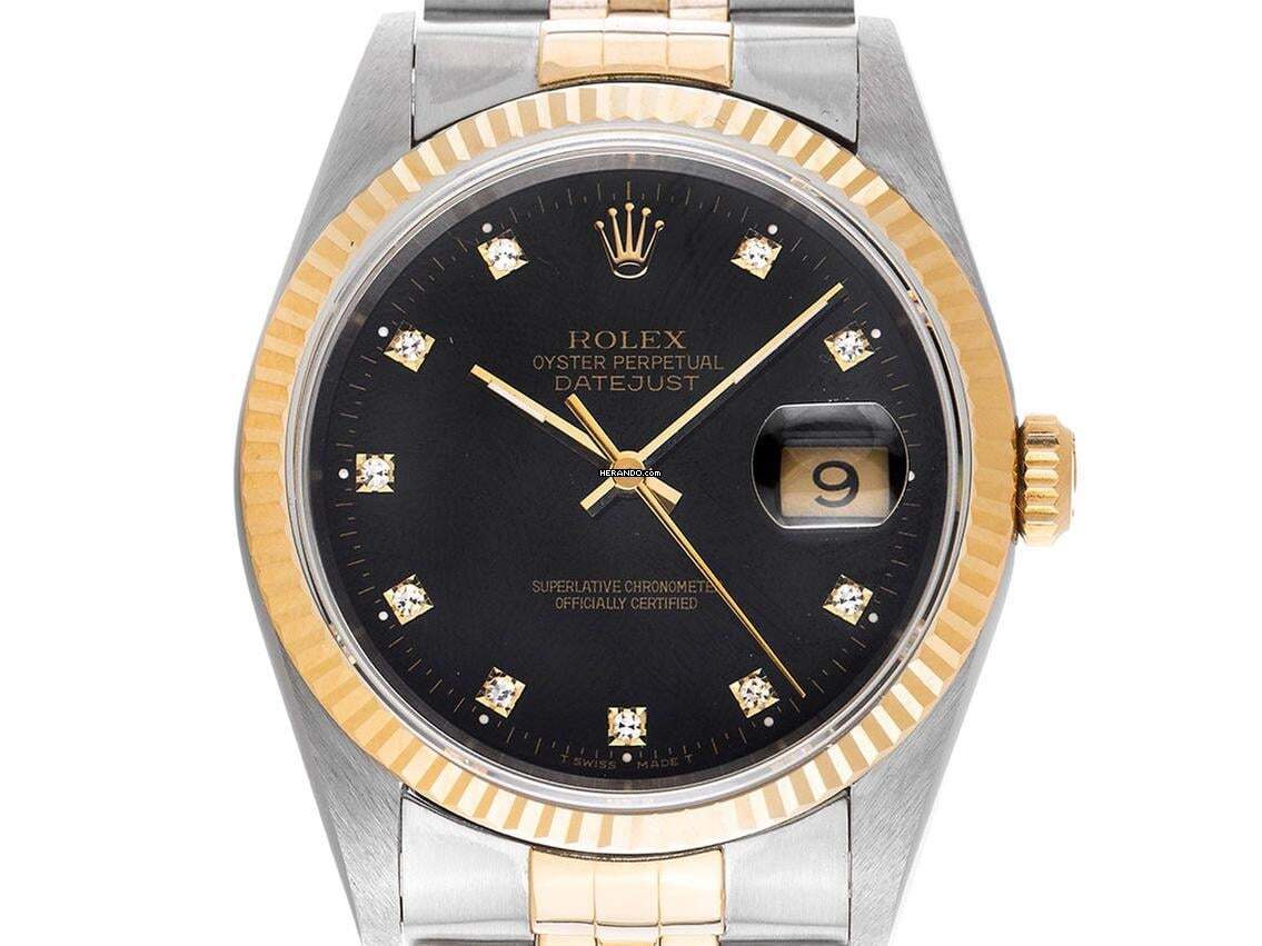 Rolex Datejust 36 Diamanten Ref.16233 1991 LC EU Full Set sehr gut Vintage Datejust Diamanten Stahl 18kt Gelbgold