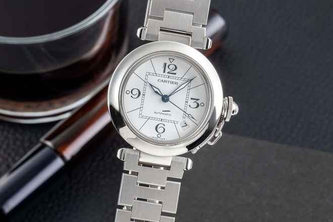  Cartier Pasha C Stahl Automatik White Dial Herrenuhr Ref. W31074M7 Klassiker 