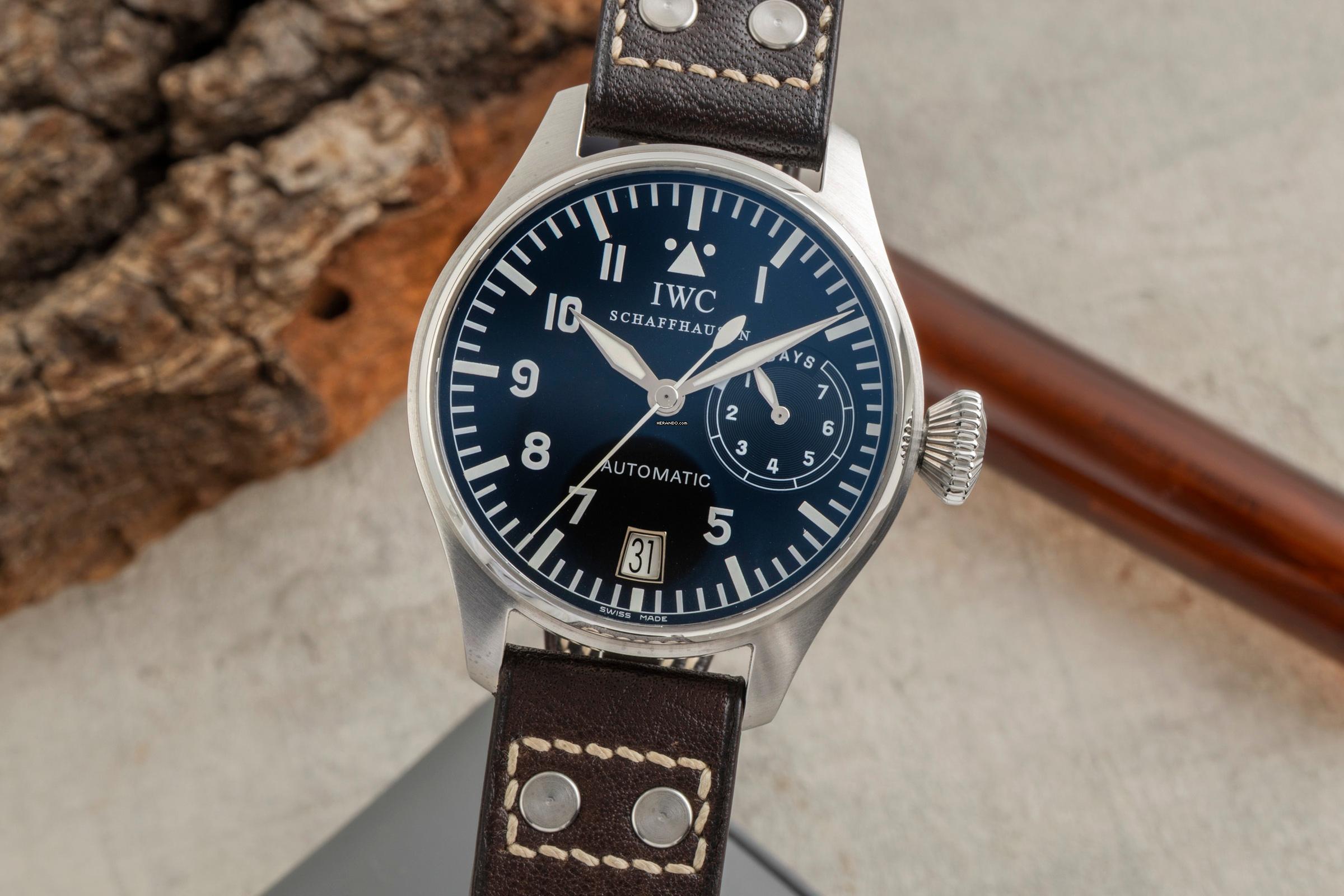 IWC Große Fliegeruhr Schaffhausen Big Pilot Automatik 7 Days Edelstahl Herrenuhr Ref. IW500201