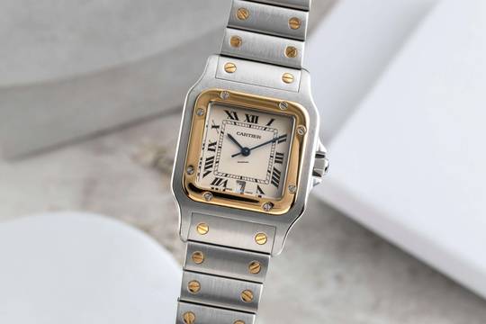  Cartier Santos Galbée Date Edelstahl / Gold Medium Size Ref. W20011C4 Klassiker 