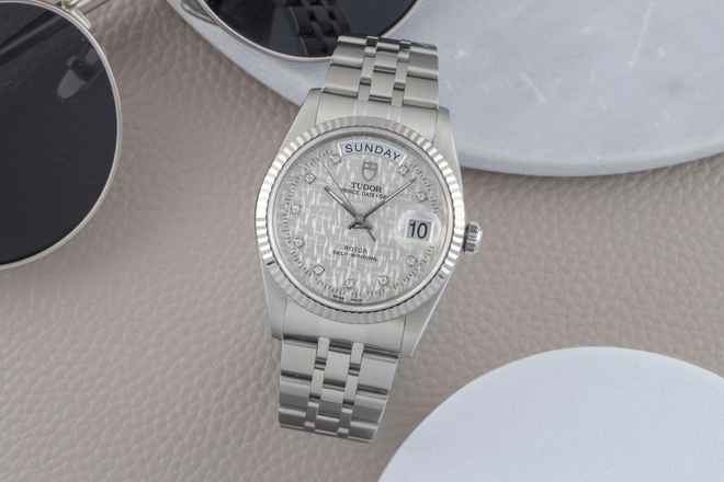 Tudor Prince Date Day Otomatik Paslanmaz Çelik / Beyaz Altın Elmas Ref 76214 Evraklar