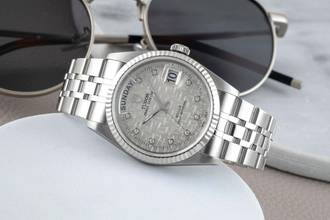 Thumbnail von Tudor Prince Date Day Automatik Edelstahl / Weissgold Diamonds Ref 76214 Papiere