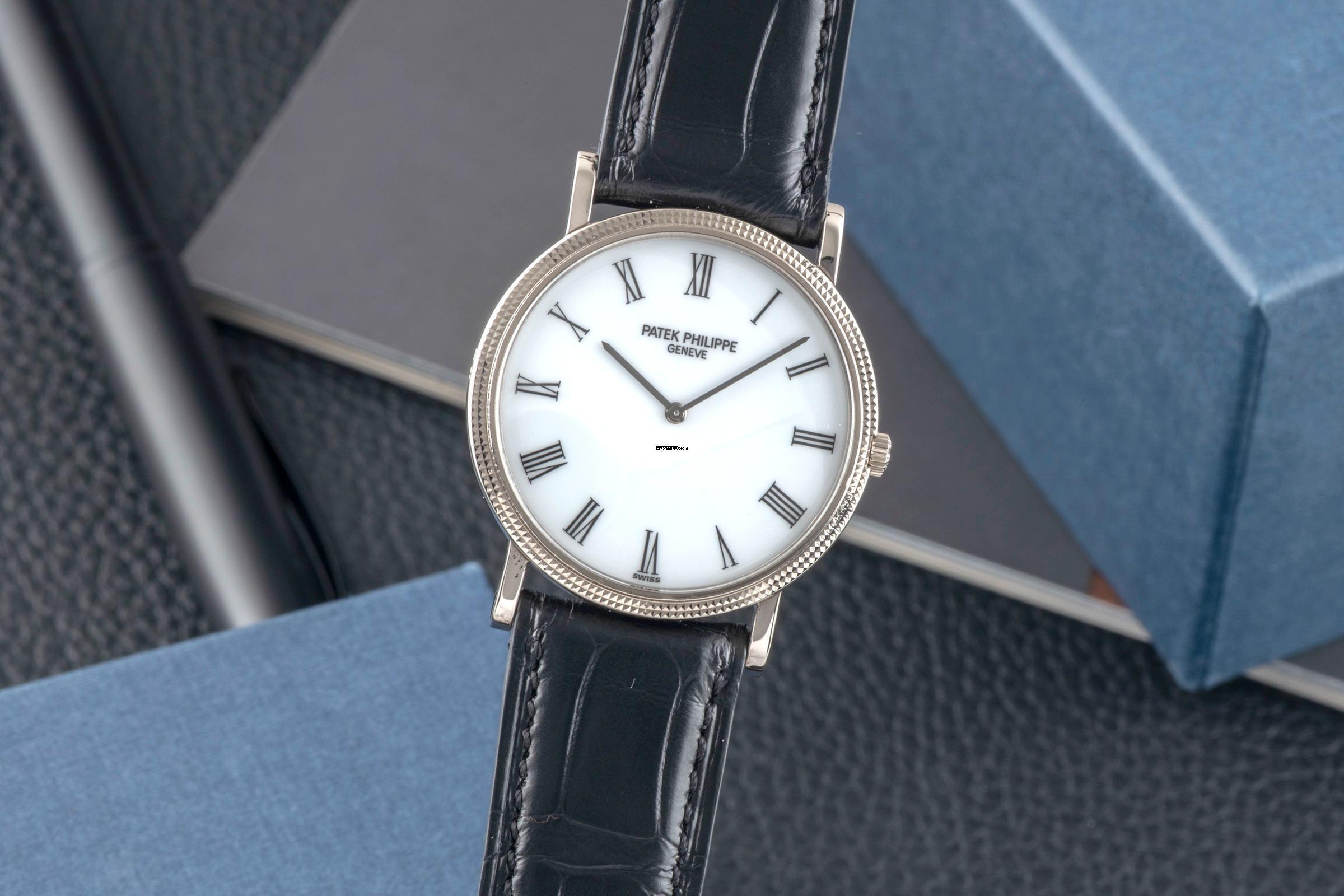 Patek Philippe Calatrava 18k (0,750) bílé zlato ruční natahování pánské hodinky Ref. 3520/D