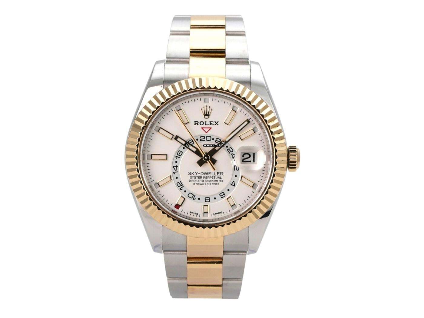 Rolex Sky-Dweller Edelstahl / Gelbgold 326933 Weiß