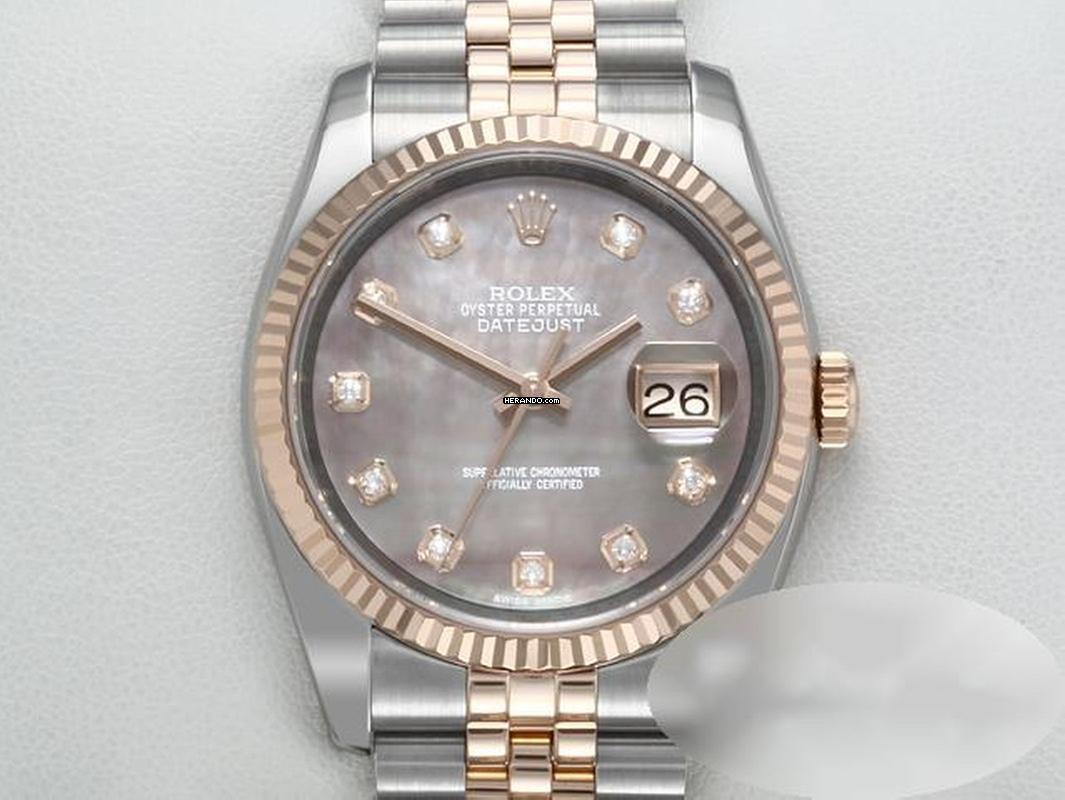 Rolex Datejust 36 36mm 116231 2016 Stahl Rosegold 750 Perlmutt Diamanten Automatik