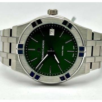 Maurice Lacroix AIKON Quartz Green Dial Men's Watch Stainless NEW FULL SET