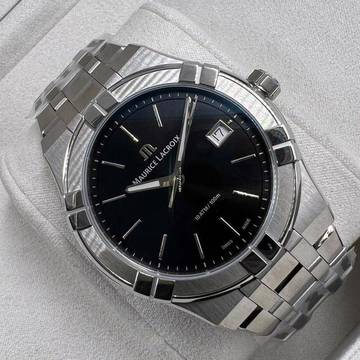 Maurice Lacroix AIKON Quartz Black Dial Stainless Men's Watch NEW FULL SET