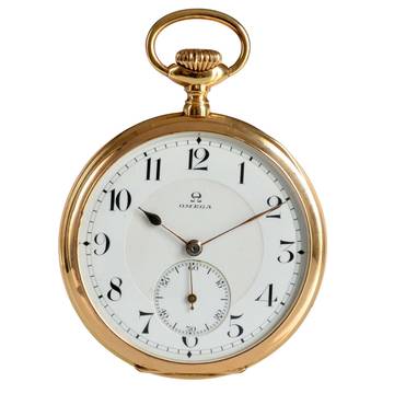 Omega Taschenuhr Pocket watch open face rose gold 14KT Very Rare