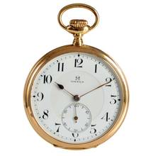 Thumbnail von Omega Taschenuhr Pocket watch open face rose gold 14KT Very Rare