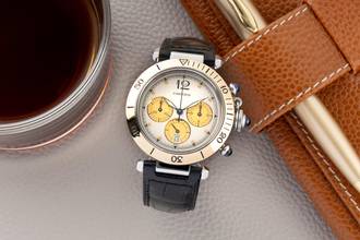 Thumbnail von Cartier Pasha Chronograph Stahl / Gold Quarz Herrenuhr Ref. W3101155